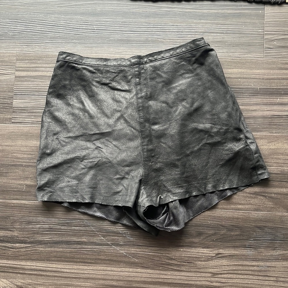 American Apparel 100% Lambskin Leather Shorts Black